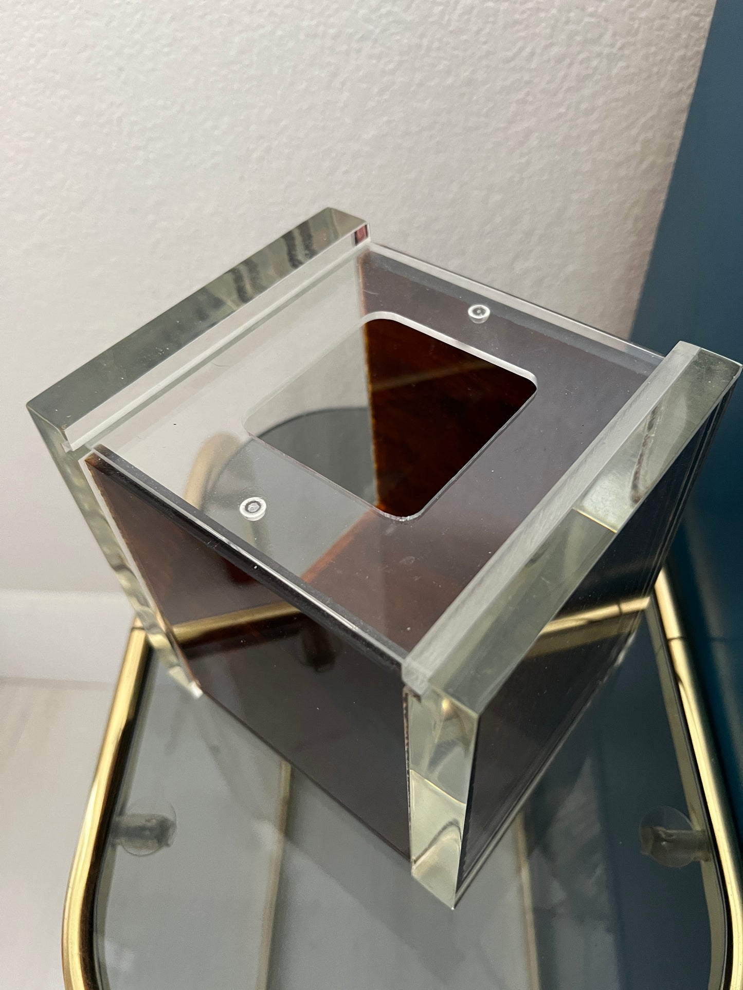 Lucite mid-century tissue box holder