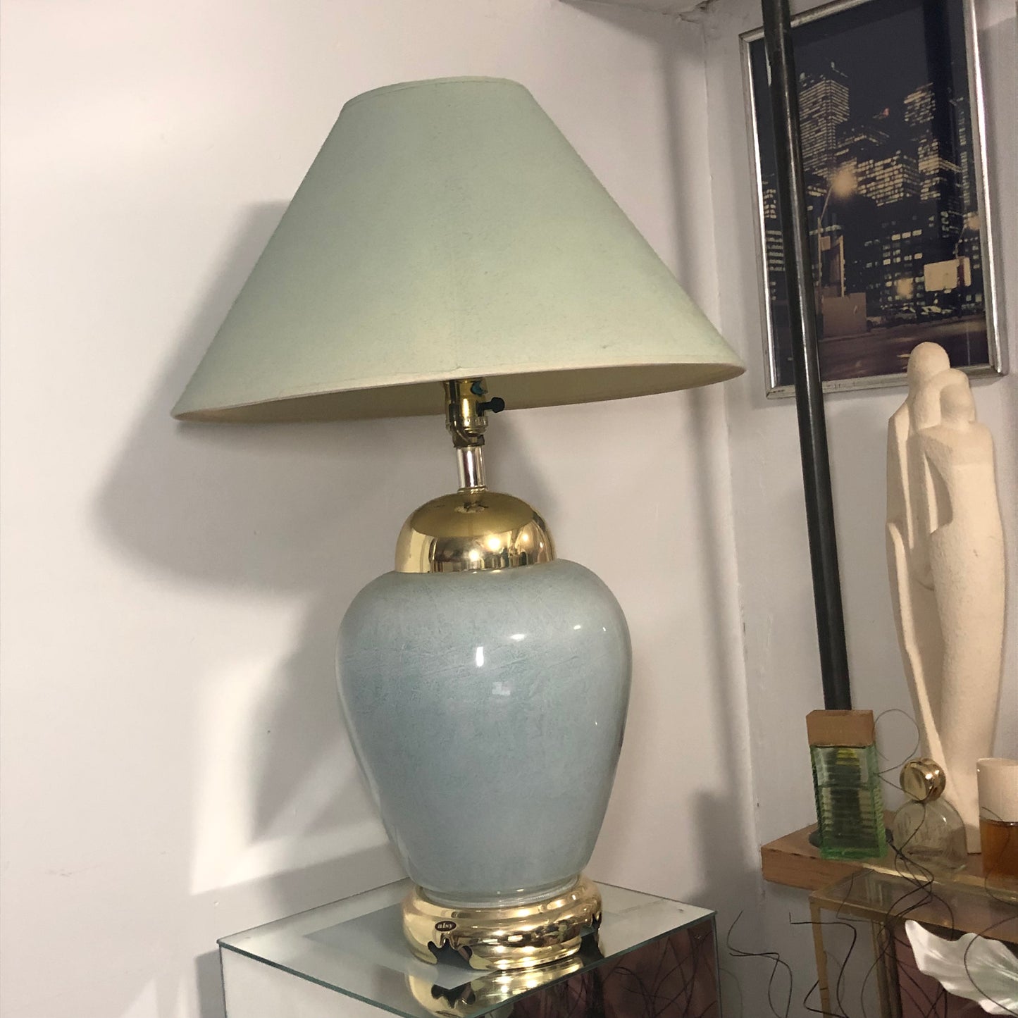 90s blue & gold lamp