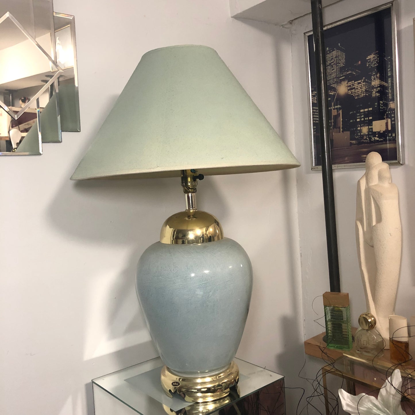 90s blue & gold lamp