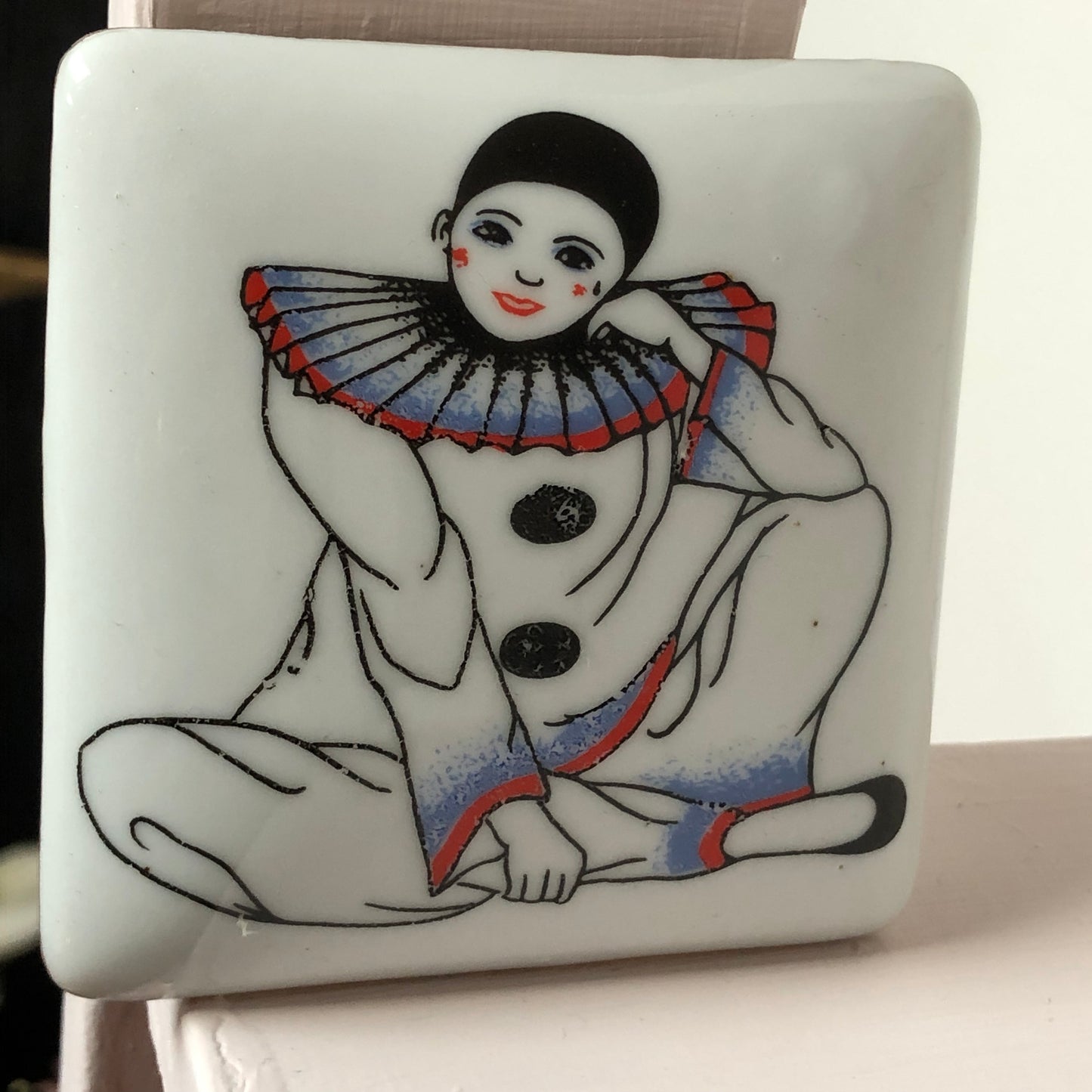 Ceramic Pierrot Mini Trinket Box