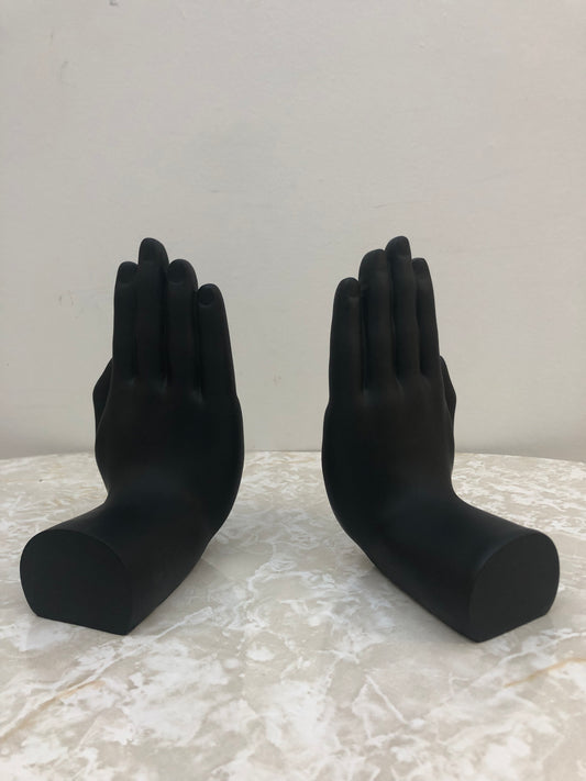 Modern Black Hands Book Ends