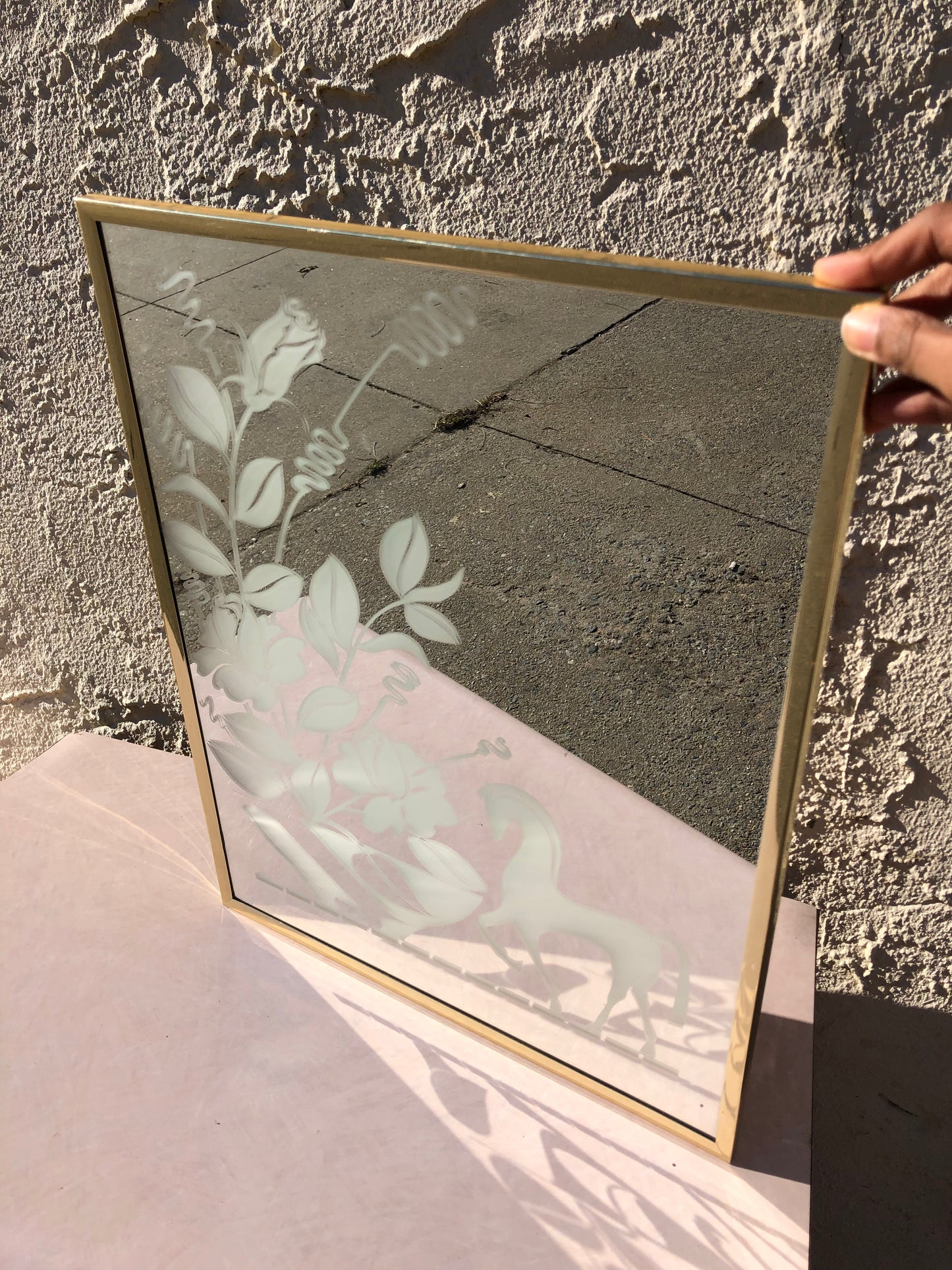 Vintage etched mirror